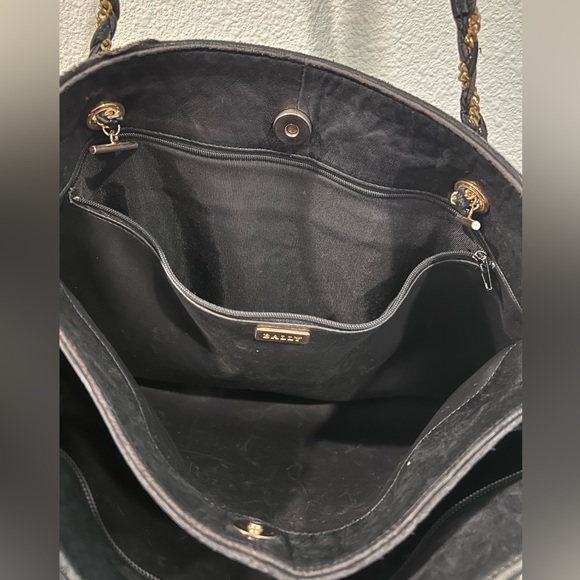 Bally Black Leather Tote Handbag Authentic - Picture 7 of 12